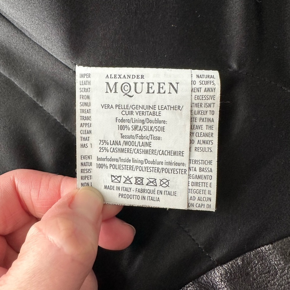 Alexander McQueen wool and leather moto peplum jacket 42 small 🖤💀🖤 - Picture 10 of 16